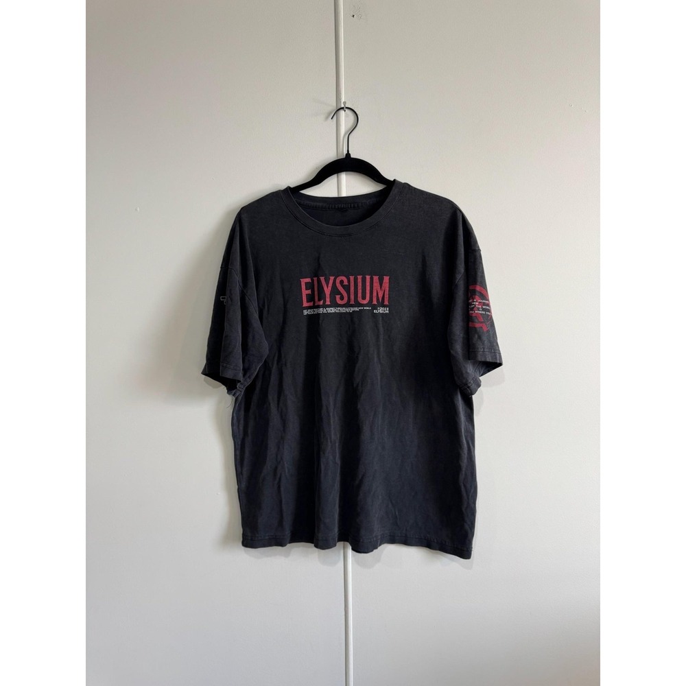 Elysium Gym Shirt Mens Medium Black‎ Panther Back Graphic Tee T-Shirt Streetwear
